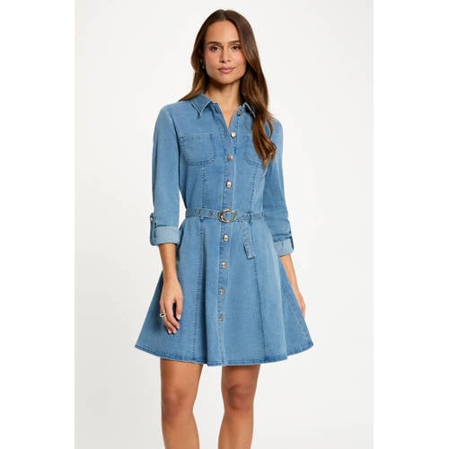 Morgan denim A-lijn jurk medium blue denim afbeelding