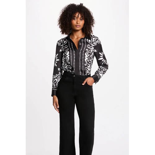 Morgan satijnen blouse met paisley print zwart afbeelding