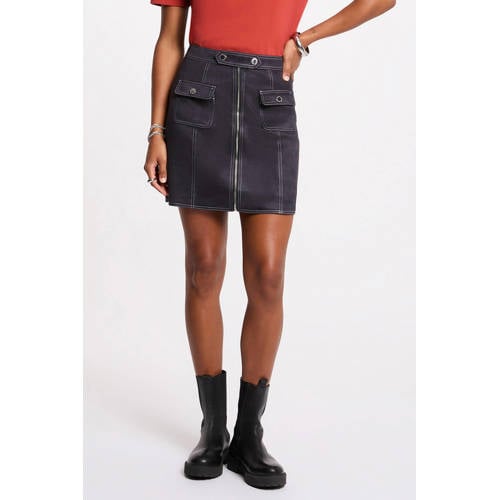 Morgan imitatieleren rok marineblauw afbeelding