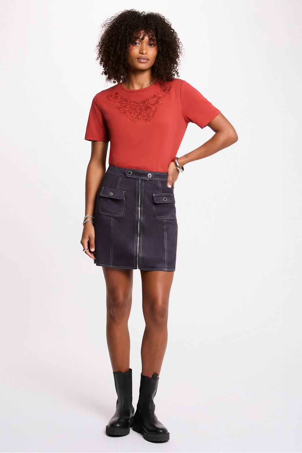 Marineblauw dames Morgan imitatieleren rok blauw voorzien van ritssluiting