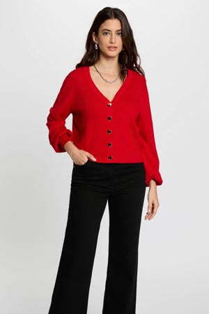 vest rood fijn gebreid