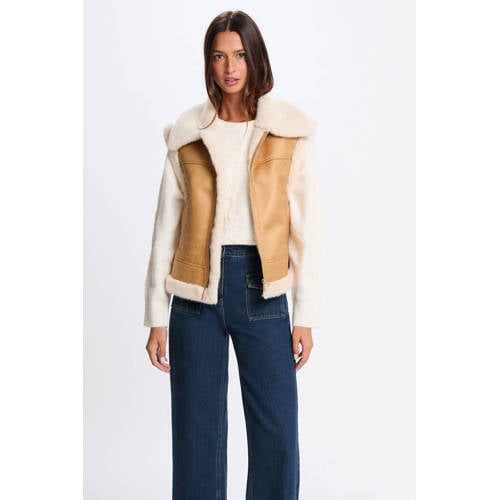 Morgan imitatieleren bodywarmer camel afbeelding