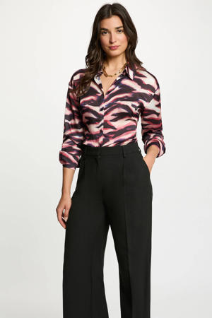 blouse met zebraprint zwart