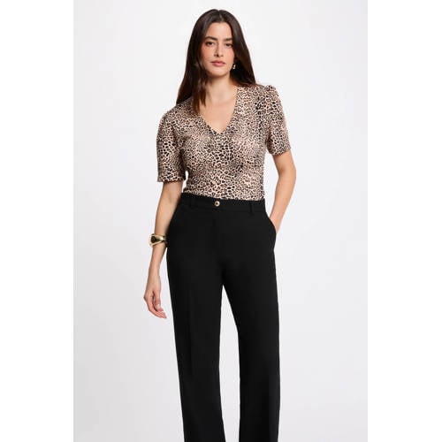 Morgan top met panterprint ecru afbeelding