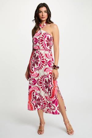 halterjurk met paisley print ecru