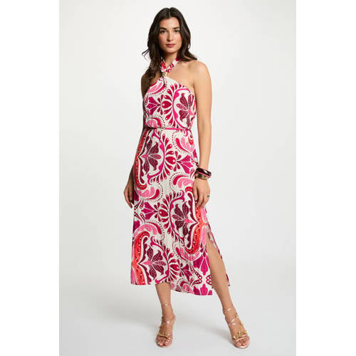 Morgan halterjurk met paisley print ecru afbeelding