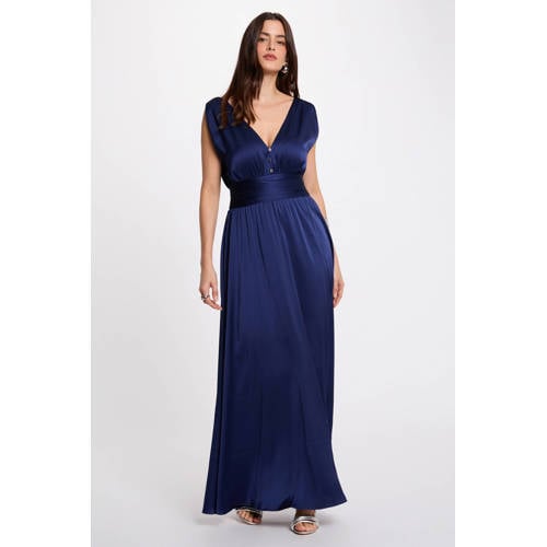 Morgan satijnen maxi jurk donkerblauw afbeelding