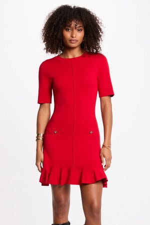 mini jurk fijn gebreid rood
