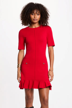 mini jurk fijn gebreid rood