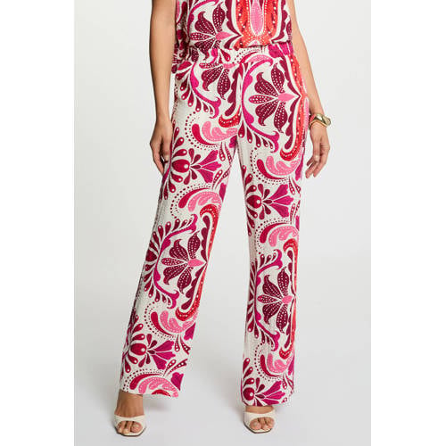 Morgan straight regular waist casual broek met paisley print ecru afbeelding