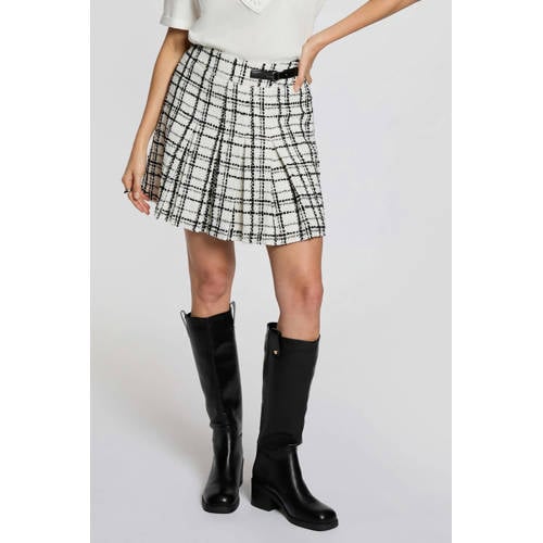 Morgan tweed geruite mini rok ecru afbeelding