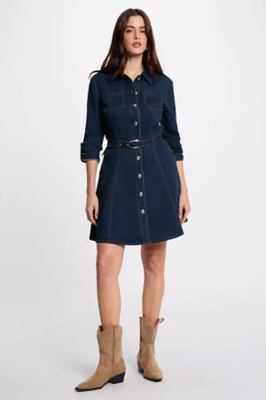 denim A-lijn jurk dark blue denim