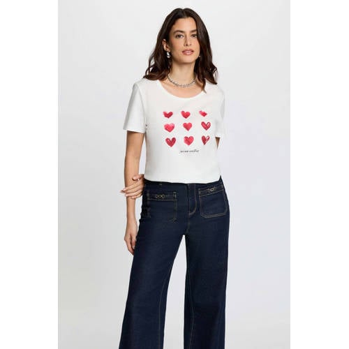 Morgan T-shirt met hartjes wit afbeelding