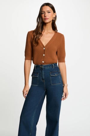fijn gebreid vest camel