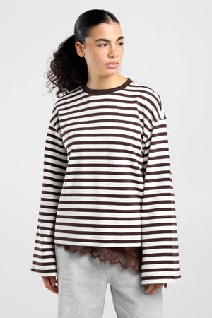 gestreepte longsleeve bruin