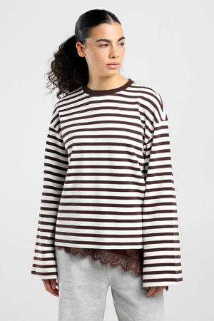 gestreepte longsleeve bruin