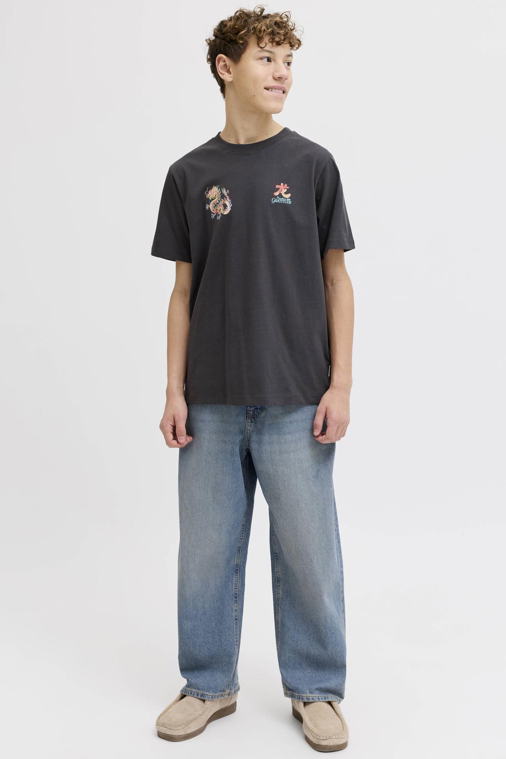 JACK & JONES JUNIOR T-shirt met backprint grijs