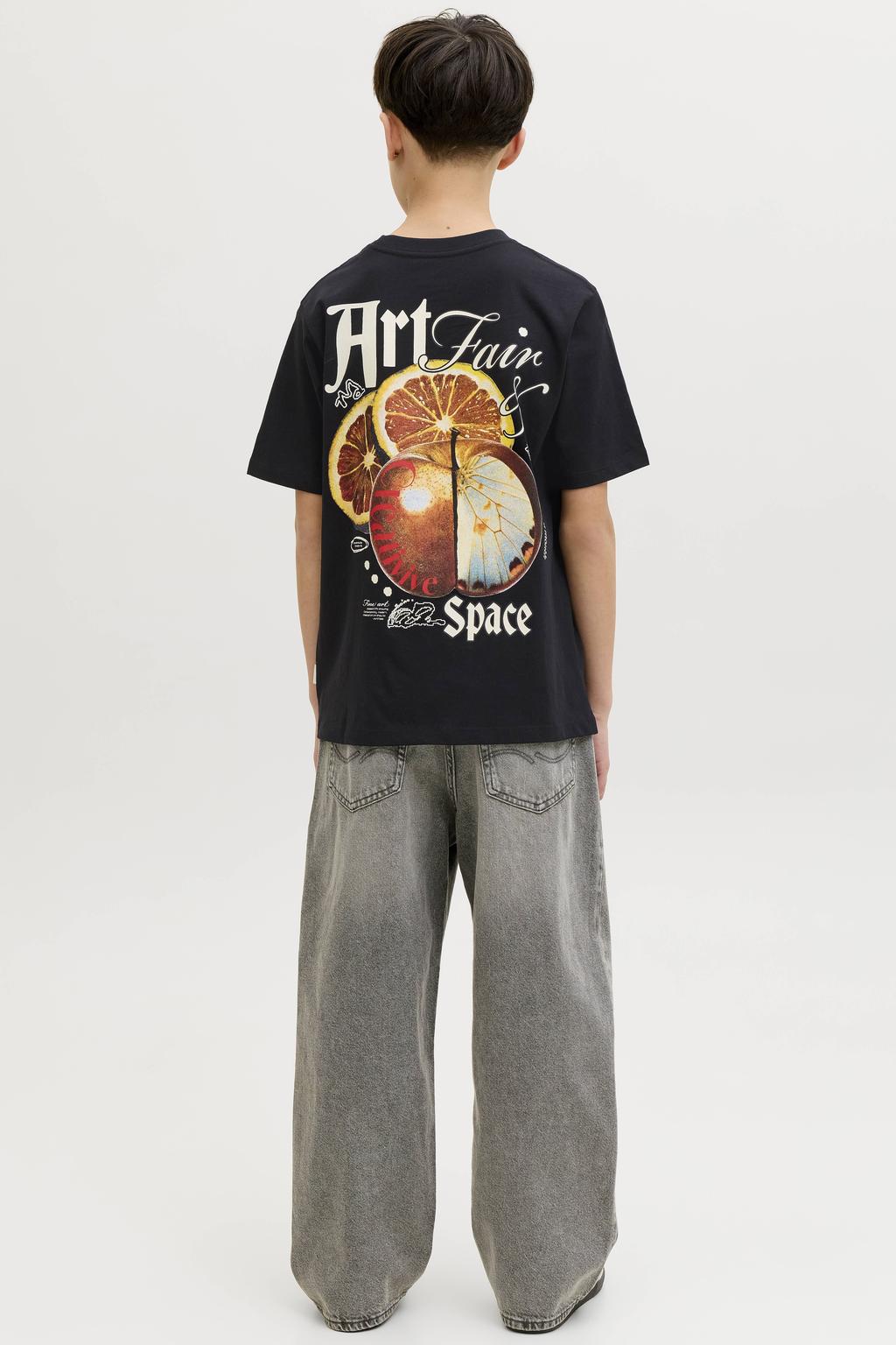 JACK & JONES JUNIOR T-shirt met backprint zwart