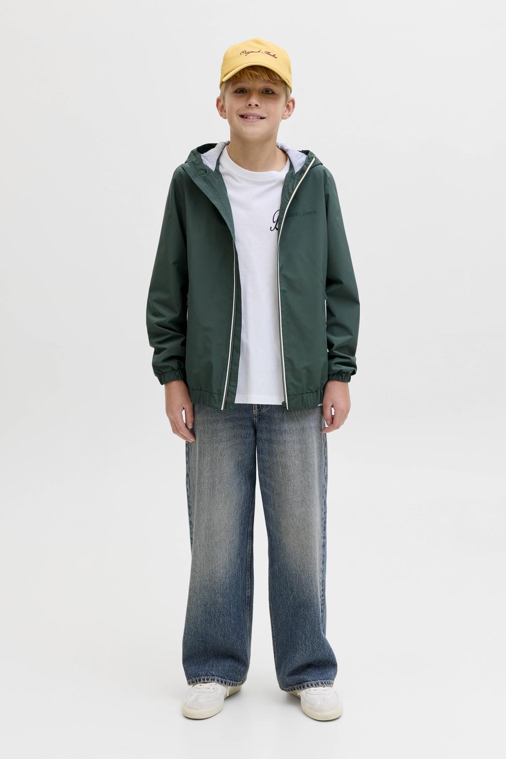 Witte jongens JACK & JONES JUNIOR T-shirt van katoen met backprint, korte mouwen en ronde hals