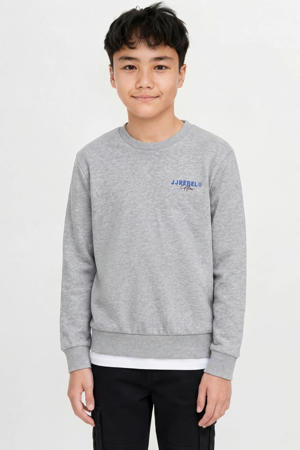 sweater met backprint grijs melange