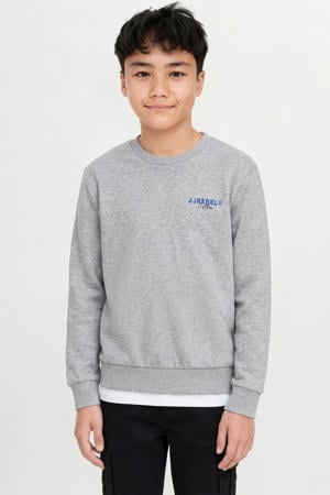 sweater met backprint grijs melange
