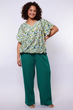 wide leg high waist broek groen