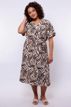 midi jurk beige