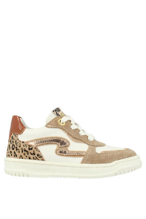 leren sneakers beige/wit