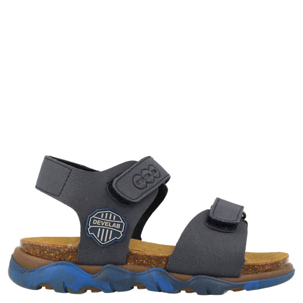 Donkerblauwe jongens Develab sandalen van 80% fabrics/20% leer met klittenband