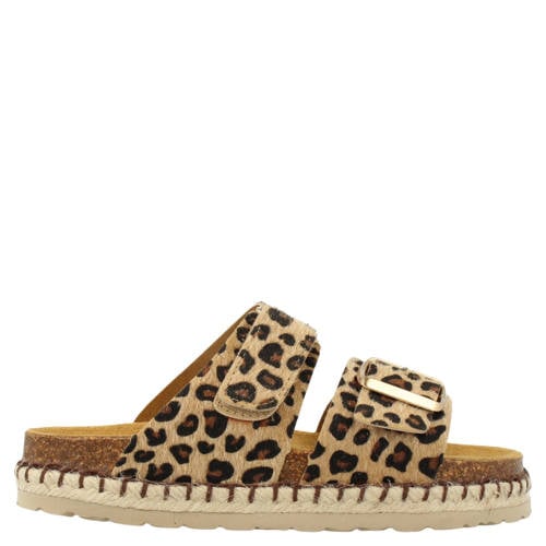 Develab sandalen bruin/panterprint – beige/bruin/zwart