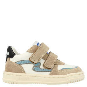 leren sneakers beige/blauw