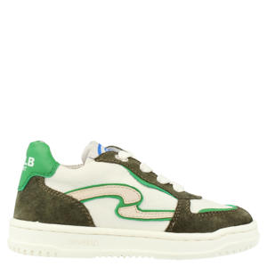 leren sneakers groen/wit