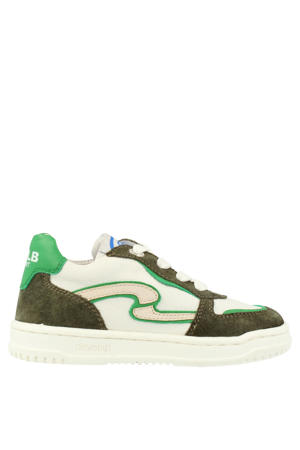 leren sneakers groen/wit