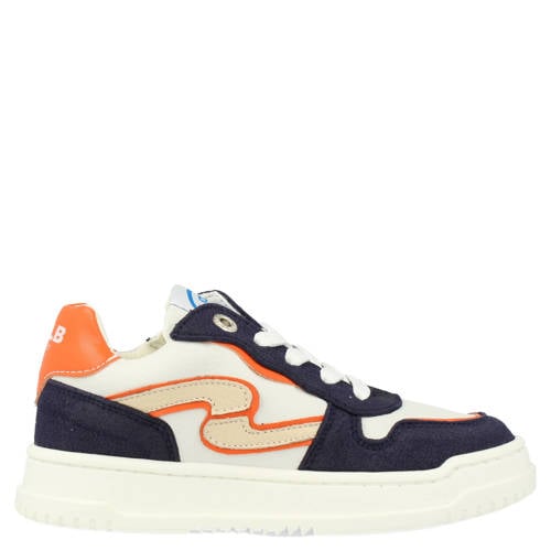Develab leren sneakers donkerblauw/oranje