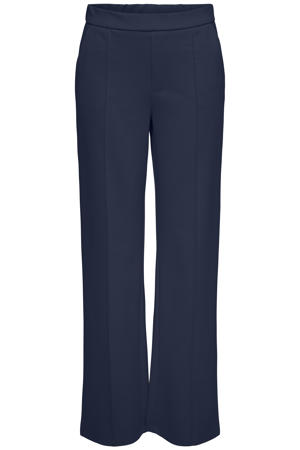 straight high waist casual broek donkerblauw