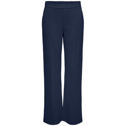 JDY straight high waist casual broek donkerblauw afbeelding