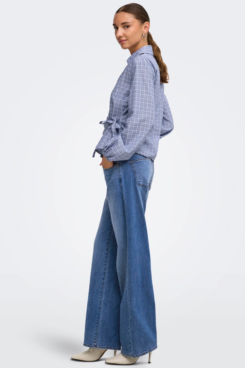 JDY geruit blouse blauw