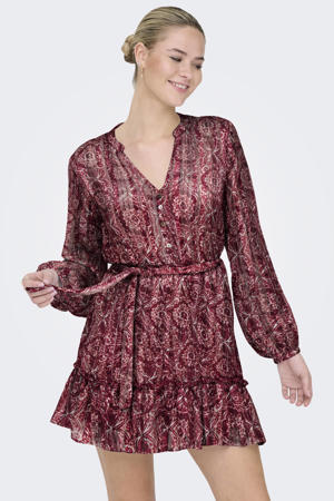 zomerjurk met paisley print met lurex rood