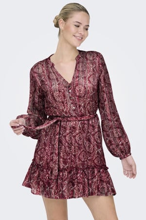 zomerjurk met paisley print met lurex rood