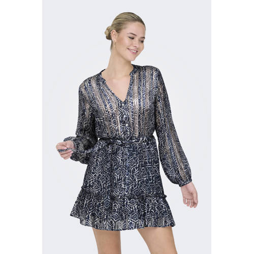 ONLY zomerjurk met paisley print met lurex blauw afbeelding