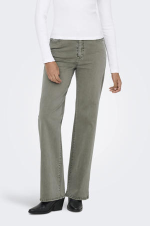 high waist wide leg jeans olijfgroen