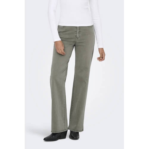ONLY high waist wide leg jeans olijfgroen afbeelding
