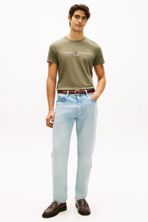 slim T-shirt donkergroen