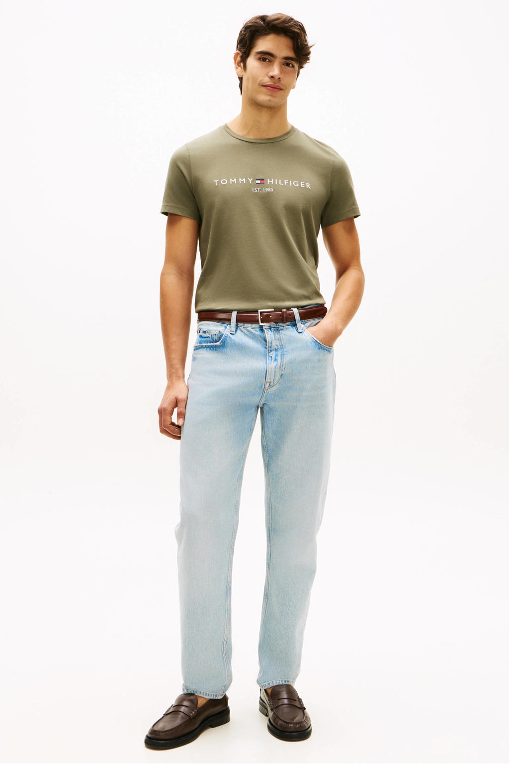 Tommy Hilfiger slim T-shirt donkergroen