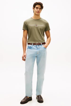 slim T-shirt donkergroen