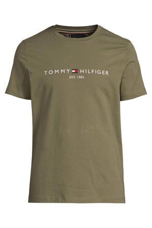 slim T-shirt donkergroen