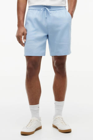 regular casual short met linnen blauw