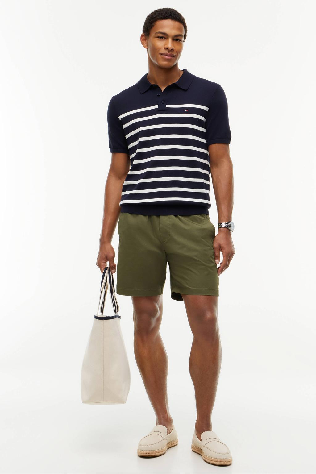 Tommy Hilfiger regular gestreepte polo donkerblauw gebreid