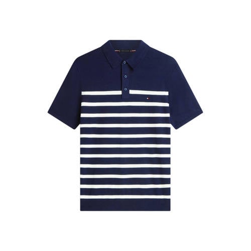 Tommy Hilfiger regular gestreepte polo donkerblauw gebreid afbeelding