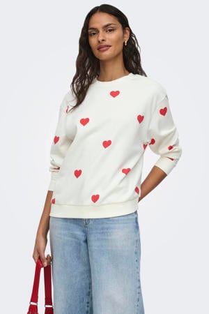 sweater met hartjes ecru